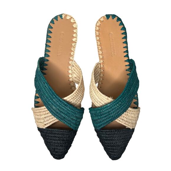 Giovanna Shoes - Giovanna Venus Woven Raffia Pointed Mules Size 39